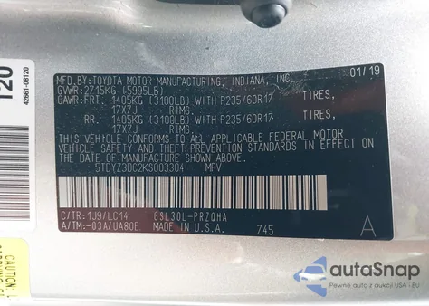 2019 Toyota Sienna Xle 8 Passenger из США, поврежденный, VIN 5TDYZ3DC2KS003304